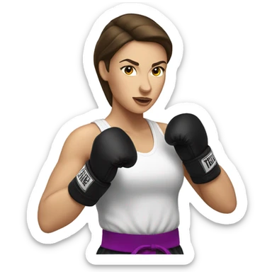 Brunette white Woman kickboxing sticker