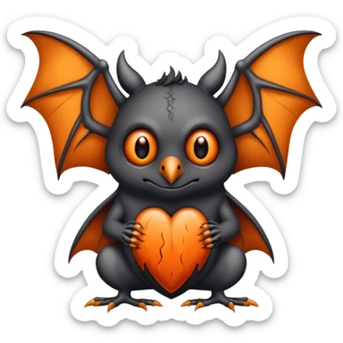 Monstre a corp craquelé fait de lave avec des ailes de chauve-souris et un tête de pierre carbonisé avec une mâchoire carré  sticker
