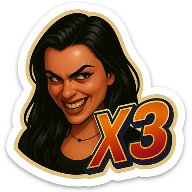 grin EVIL LOOk , Make it say "X3"" sticker