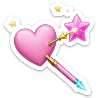 pink heart shooting star effect on end of a wand sticker
