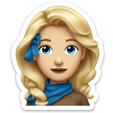 femme blonde avec une racine de cheveux châtain avec des yeux bleu sticker