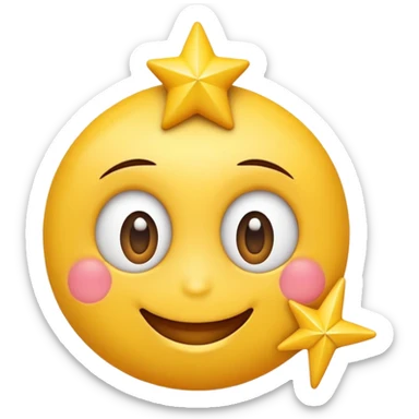 emoticon con estrella de anteojos 3d mirando hacia la derecha sonriente con la sonrisa feliz y dientes juntos sticker