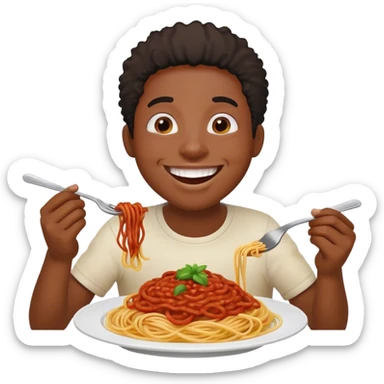 A black person eating spaghetti  sticker