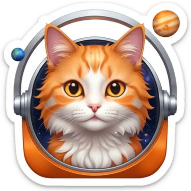 cat in space with stars and planets sticker