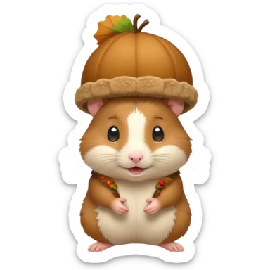 cartoon-style hamster with acorn hat like a hobbit sticker