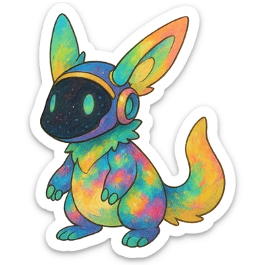 exotic tropical iridescent colorful nebula rainbow gradients cyber-Protogen-Fakémon-Pokémon sticker