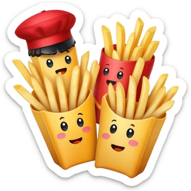 French fries with hats sticker