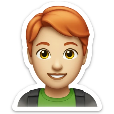 smiling red short haired chubby female with green eyes sticker