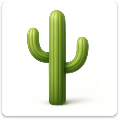 Create a cactus emoji that looks exactly like the reference image in iOS emoji style. The emoji should have 3D appearance, shiny surface, smooth gradients, soft shadows, and a realistic cactus shape with a classic emoji look. Add a soft shadow under the cactus. sticker