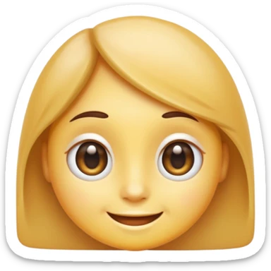 "A high-quality 3D cartoon-style smiling face emoji with big round eyes, soft shadows, and glossy texture, centered on a white background, high-resolution PNG, emoji style like Apple or WhatsApp" sticker
