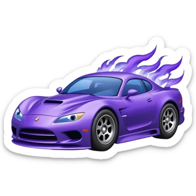 Purple car drifting with navy blue flames coming out of the rear tires. sticker