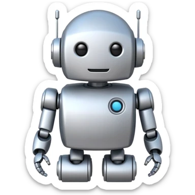 robot cartoon simple kid toy white innocent funny gudget friendly smiley round adorable musical sticker