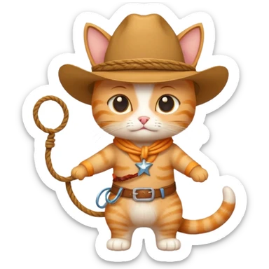 cute cowboy cat with a lasso sticker
