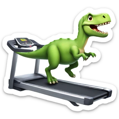 Fitness dinosaur running on treadmill sticker