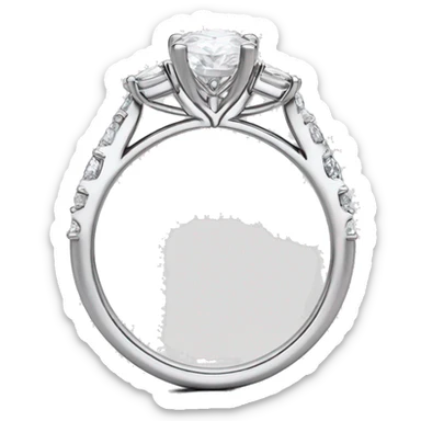 Oval center engagement ring with Marquise band in a white gold setting sticker