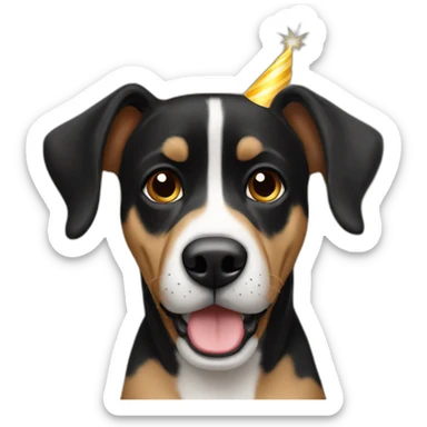 Black and fawn dog happy birthday sticker