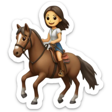 Muchacha pelirroja saltando en caballo sticker