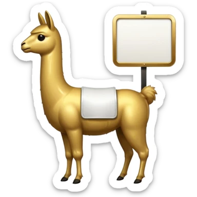 A small golden llama silhouette with a white sign that says RAID over it sticker