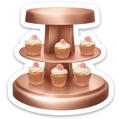 Realistic isolated empty rose gold cupcake stand. sticker