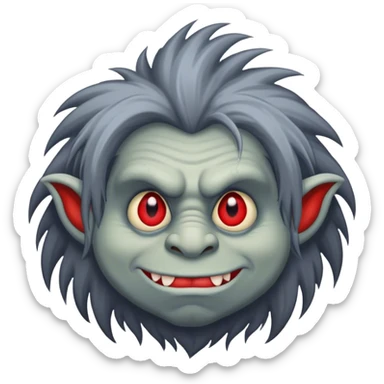 Troll with red eyes an much hair  sticker