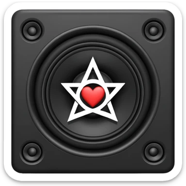 Black speaker with heartagram in it sticker