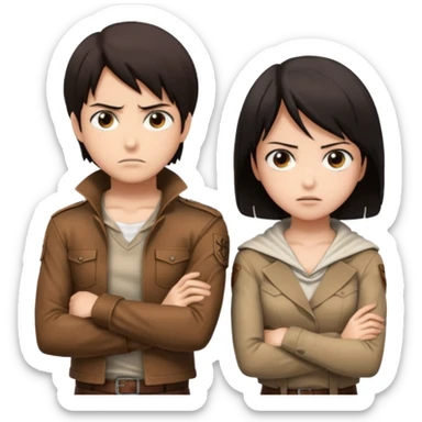 Attack On Titan, Eren Yeager and Mikasa sticker