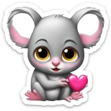 Bush baby and koala with pink heart  sticker