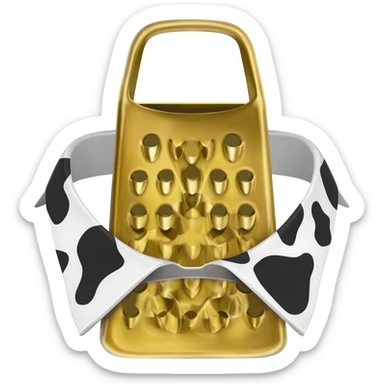 plain gold grater on a collar with black and white cow pattern sticker