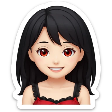"Cute stylized emoji of Kurumi Tokisaki from Date A Live, smiling happily.  sticker