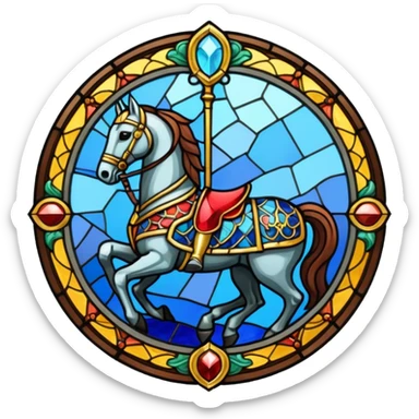 a horse knight in stained glass style sticker