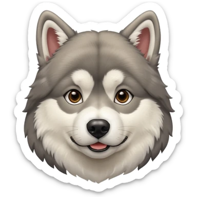 Alaskan Malamute dog, park, people sticker