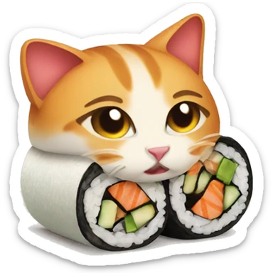 cat in sushi roll sticker