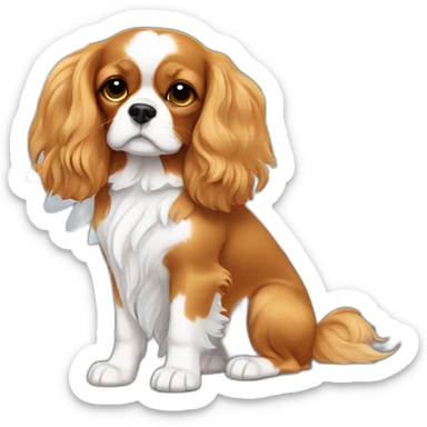 Full-body Golden King Charles cavalier with angel wings and a halo sticker