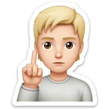 A serious face holding up the middle finger sticker