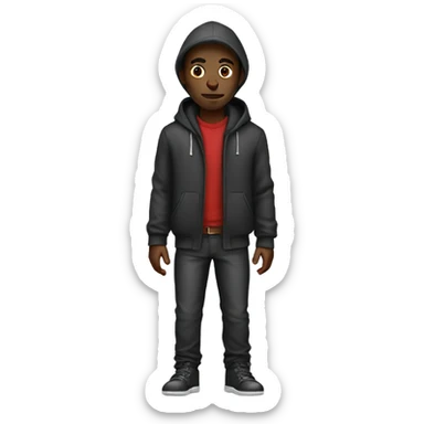 a black skinny man in hood clothes sticker
