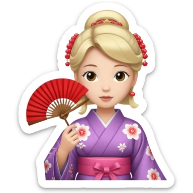 Kimono princess with fan sticker