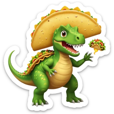 Dinosaur farting out a explosion with a taco  sticker