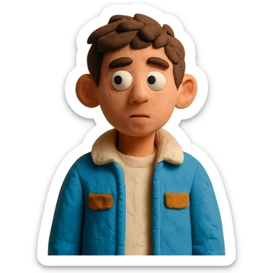 claymation style teenage boy wearing a jacket sticker