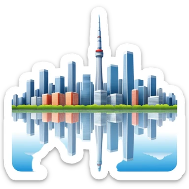 Create a tokyo skyline with a mirror image of the san francisco skyline below it.  sticker