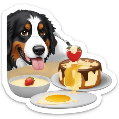 bernese mountain dog eating swiss fondue sticker
