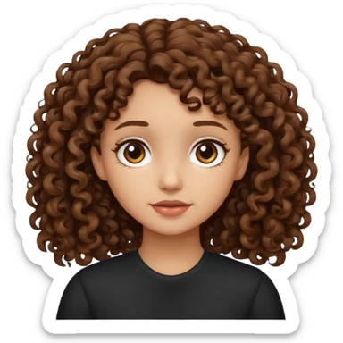 Chica morena clara con pelo chino castaño obscuro sticker