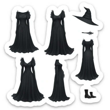 gothic flowy witch dress sticker
