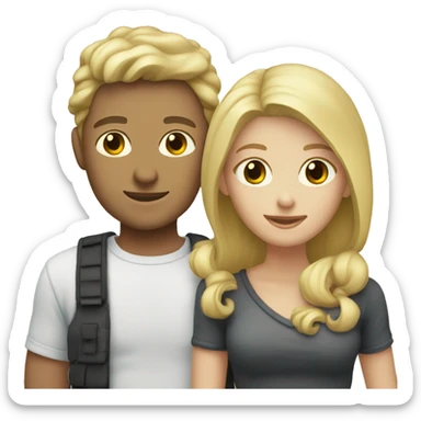 blonde male female couple by ocean smile sticker
