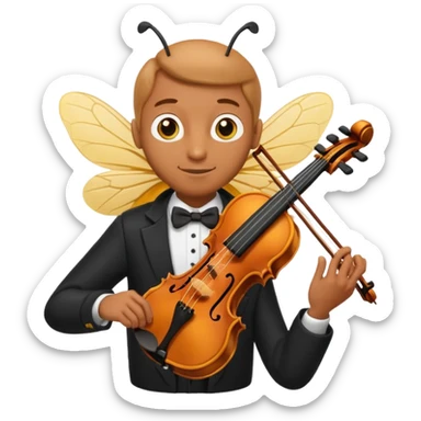 Bee playing violin on his shoulders sticker