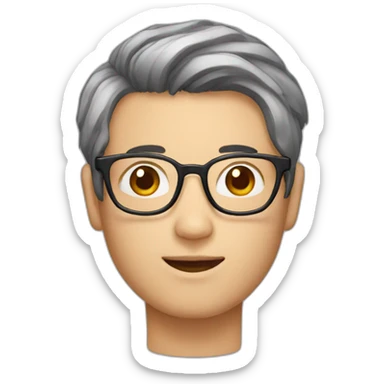 korean guy with glasses and curtain hairstyle sticker