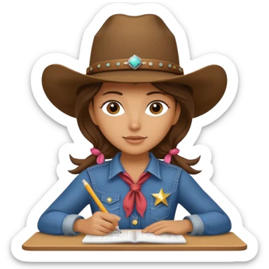 cowgirl taking math test sticker