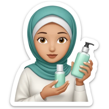 wanita berhijab lagi skincare sticker