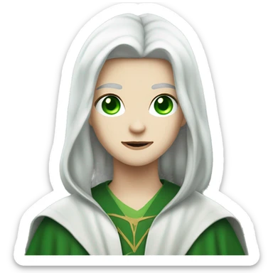 teenage white-skinned wizard with black hair green eyes in green disgue sticker