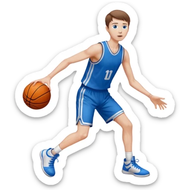 Tall, white, skinny, playing basketball, brown short hair, blue eyes sticker