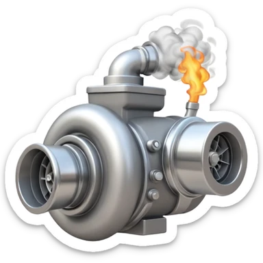 Emoji of a turbocharger blowing boost with cartoon smoke puffs sticker